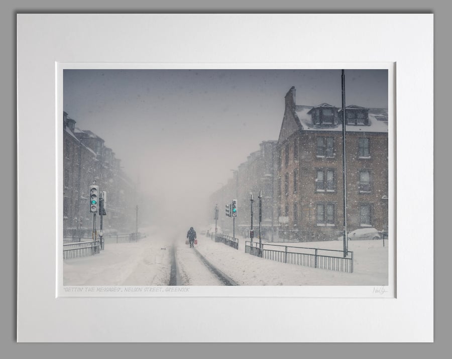 Tenement Snow Scene Greenock Scotland - A3 (50x40cm) Unframed Print