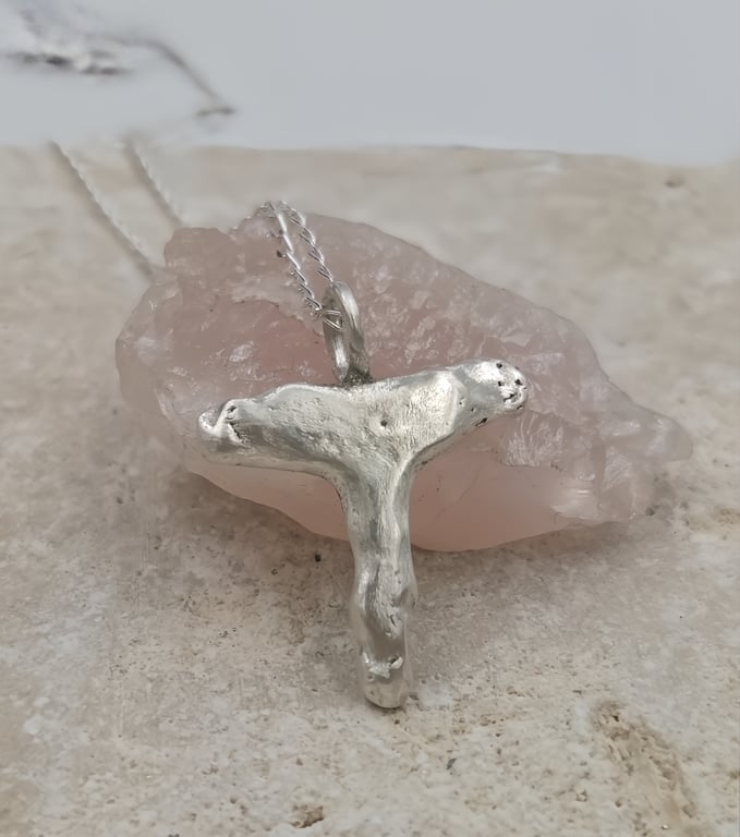 Molten Style 'T' Pendant in Sterling Silver