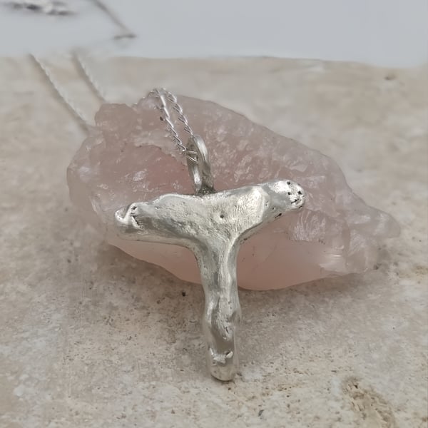 Molten Style 'T' Pendant in Sterling Silver