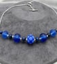blue spotty and swirled seaglass effect lampwork beaded necklace