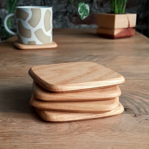 Urbino Coasters Set of 4 European Oak Mid Century Hygge Retro