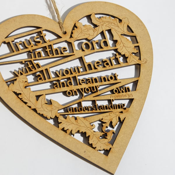 Medium wooden heart - Trust (Proverbs 3:5)