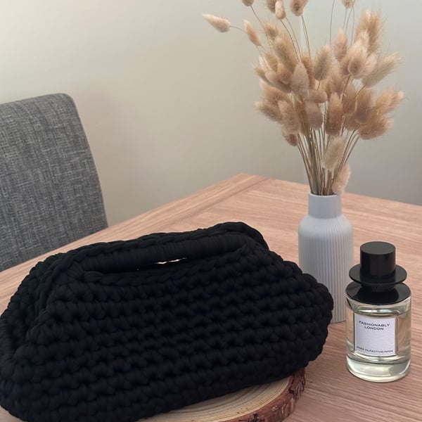 Handmade crochet Clutch in Black