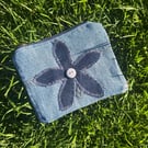 Denim purse with flower - Upcycled jeans pockets