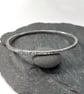 Silver Bangle, patterned oval bangle - Image 1