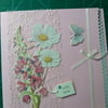 Pink floral decoupage birthday card