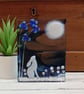 Moon Gazing Hare Tealight Holder, Unique Handmade Fused Glass Gift - Image 2