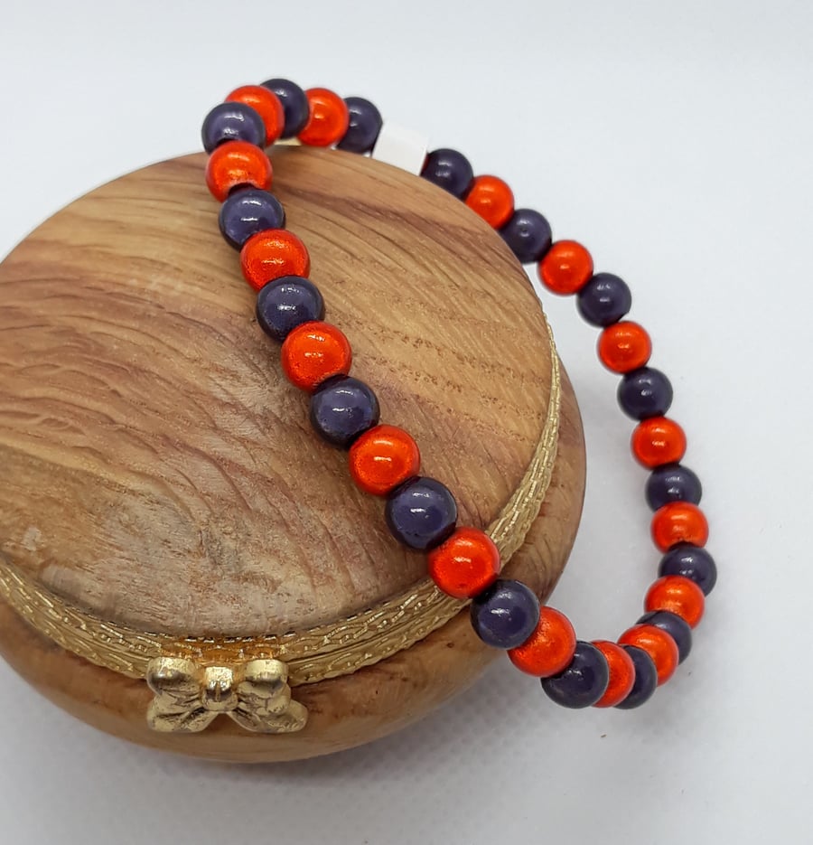 BR339 Brown and orange Miracle bead bracelet