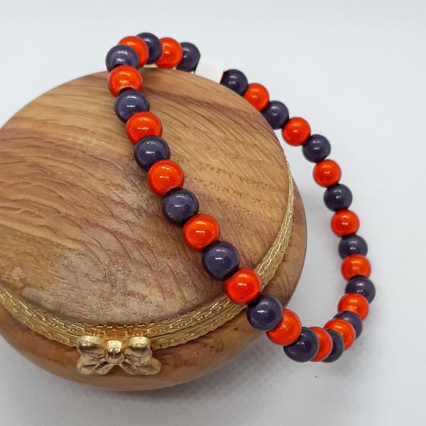 BR339 Brown and orange Miracle bead bracelet