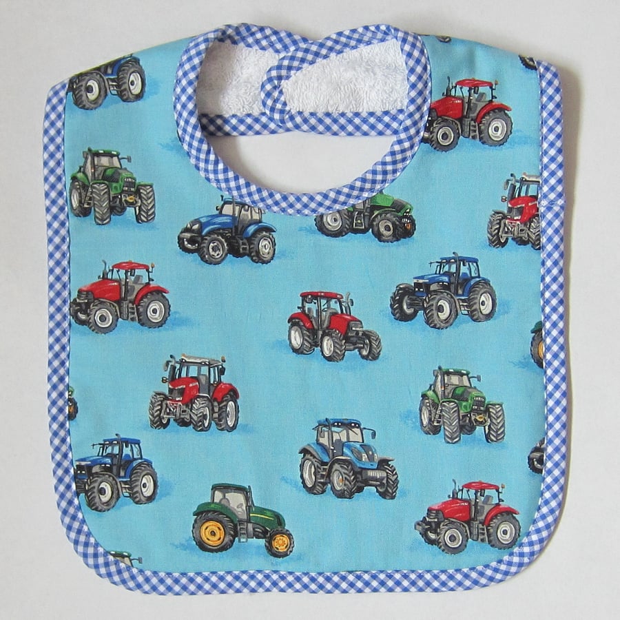 Blue Tractor Babies Bib