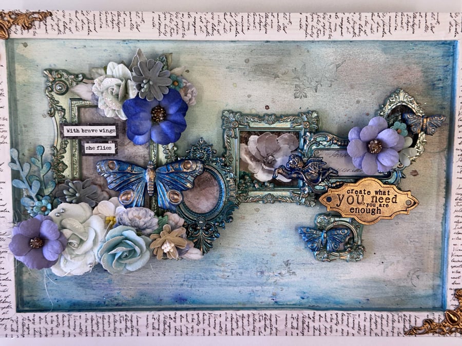 Butterfly & Flower Mixed Media Wall Art