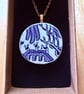 Upcycled bone china necklace blue willow pattern