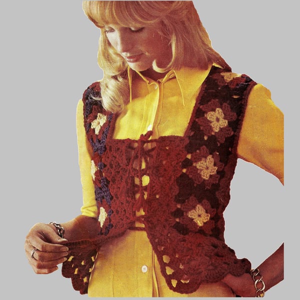 VINTAGE CROCHET PATTERN PDF Pullman Waistcoat