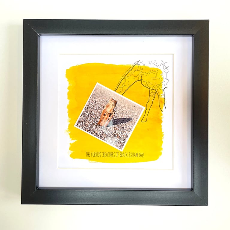 Giraffe; framed image, mounted and printed on card and photographic paper