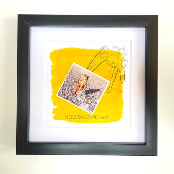 Giraffe; framed image, mounted and printed on card and photographic paper