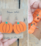 Pumpkin Earrings - Upcycled Wooden Food Beads