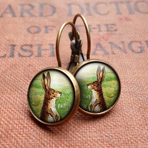 Vintage Hare Leverback Earrings (ER08)