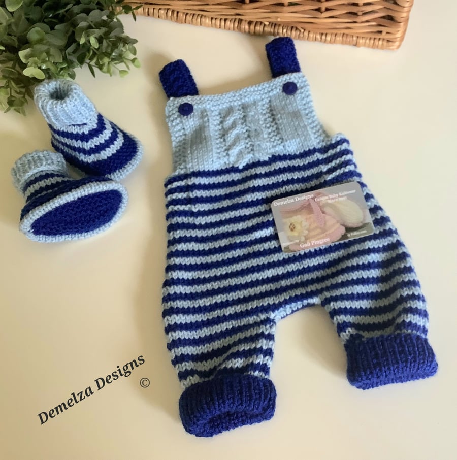 Baby Boy's Designer Stripey Rompers & Matching Booties Set 0-3 months size