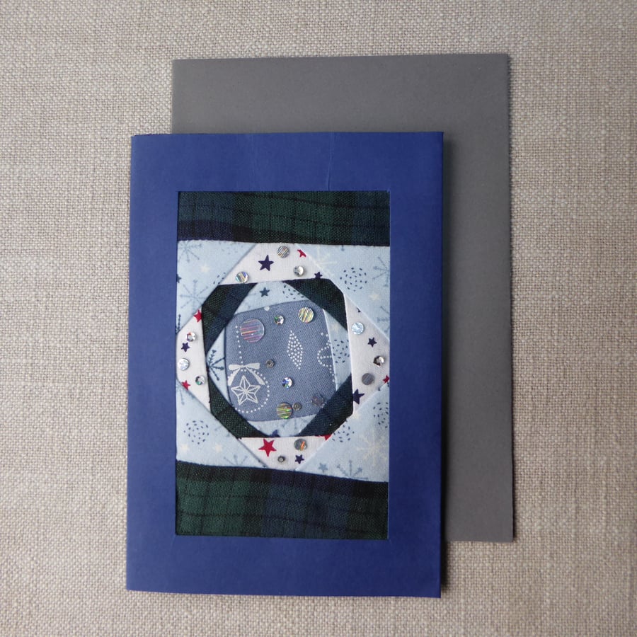 Individually Hand Crafted Textile Christmas Blank Card