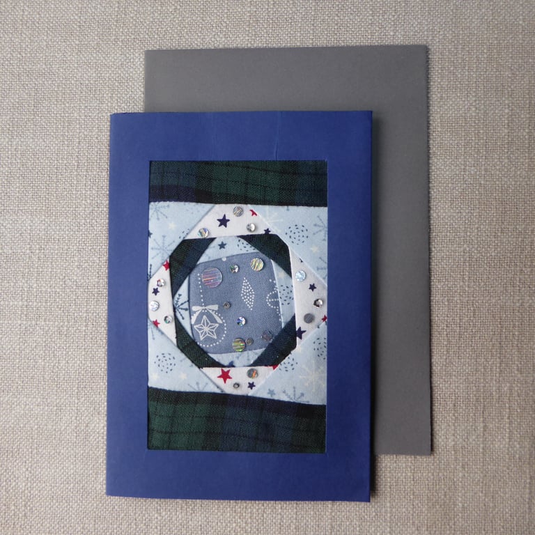 Individually Hand Crafted Textile Christmas Blank Card