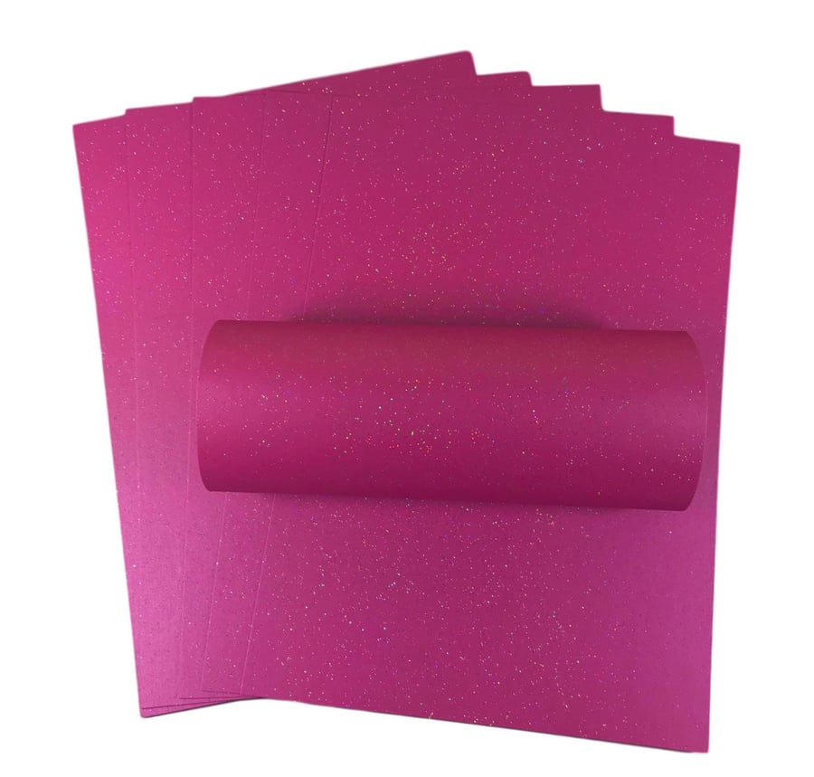 10 Sheets A4 Brilliant Rose Pink Iridescent Sparkle Card Quality 300gsm 110lb Co