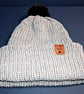 Handcrafted Hat with Faux Rabbit Fur Pompom Grey Coloured