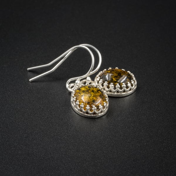 Baltic amber and sterling silver drop earrings, Leo gift