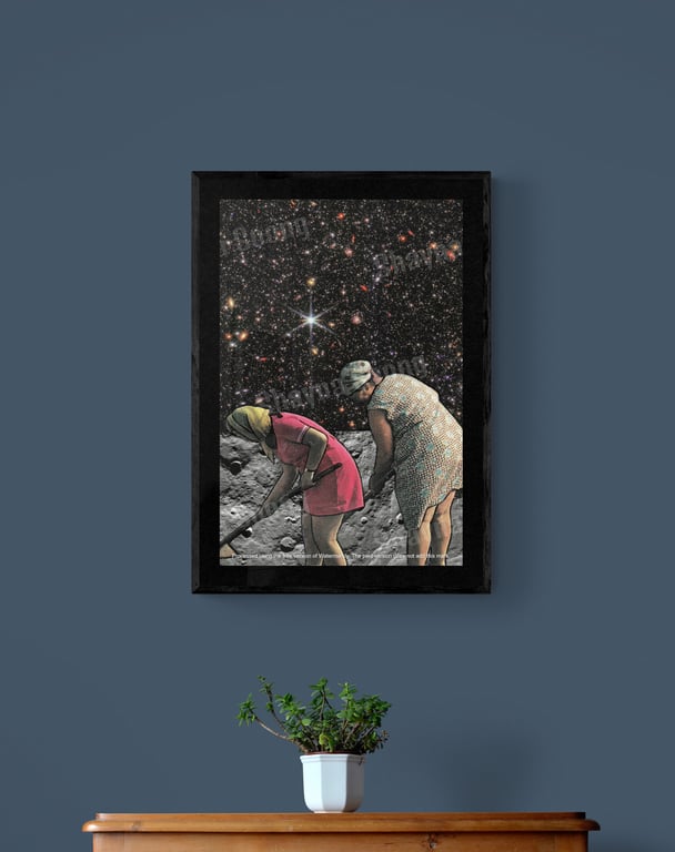 'Clean-up Crew' print of handmade collage