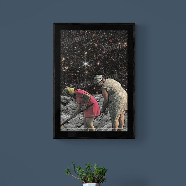 'Clean-up Crew' print of handmade collage