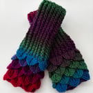 Crochet Dragon Scale Fingerless Mitts - Valentines Day, Mother's Day