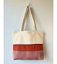 Colour Block Tote Bag - Clay & Colbalt, Handmade in Bristol