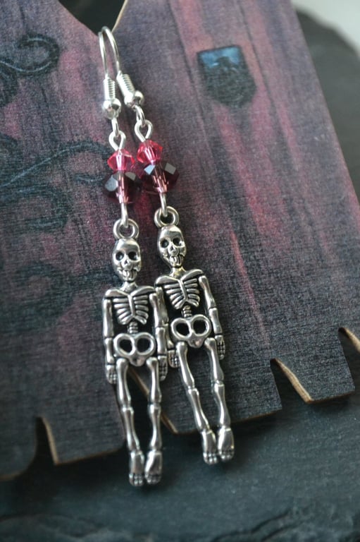 Halloween earrings skeletons and crystal
