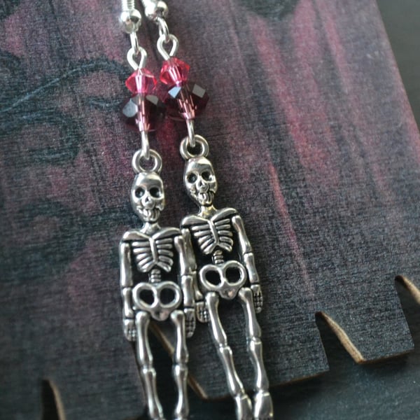 Halloween earrings skeletons and crystal