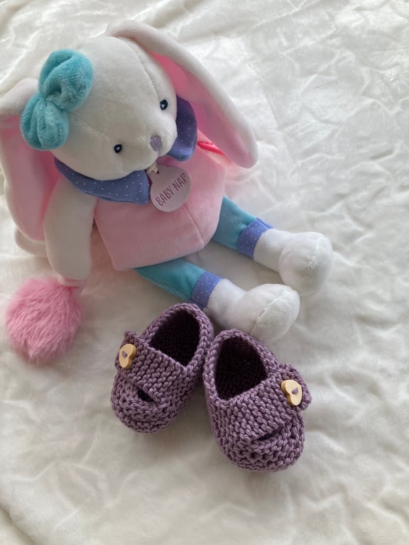 Hand Knitted ‘Keelan’ Chunky Strap Baby Girl’s Shoes (0-3 months)