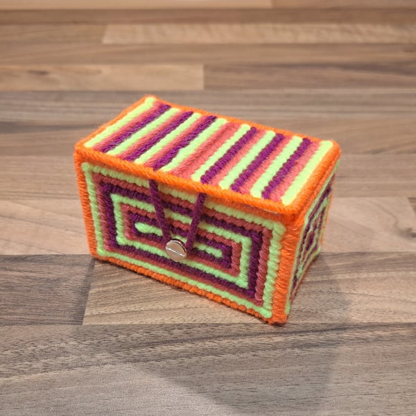 Business card holder - yellow, pink, purple, orange with gold button closure