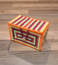 Business card holder - yellow, pink, purple, orange with gold button closure - Image 1