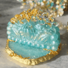 Turquoise & Gold Resin Napkin Holder, Luxury Table Decor with Gold Leaf