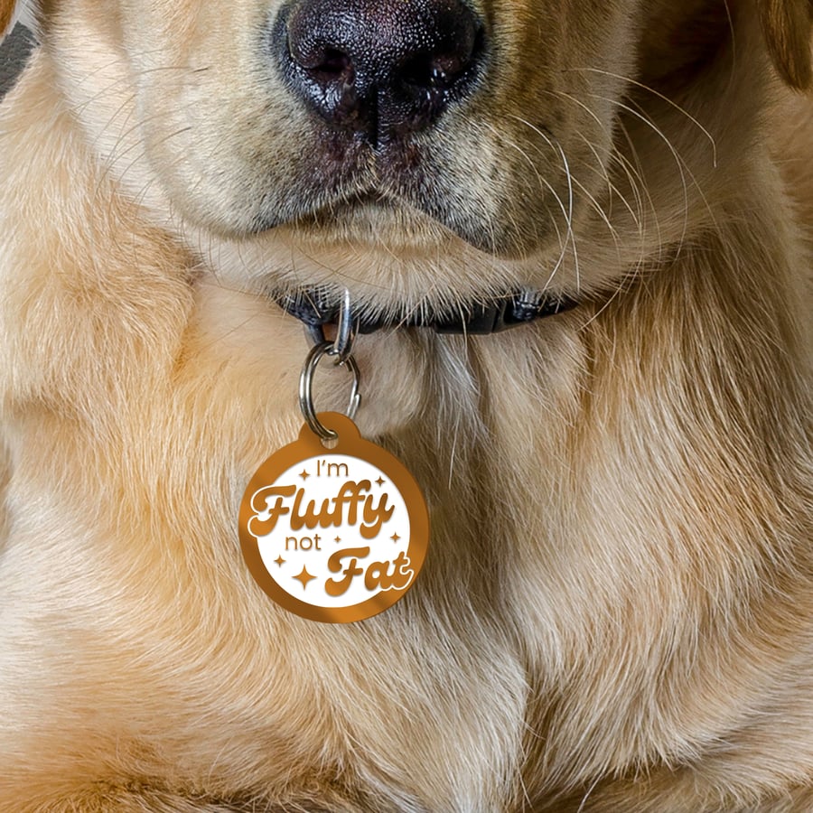 I'm Fluffy Not Fat - Star Personalised Dog ID Tag: Custom Pet Safety Accessories