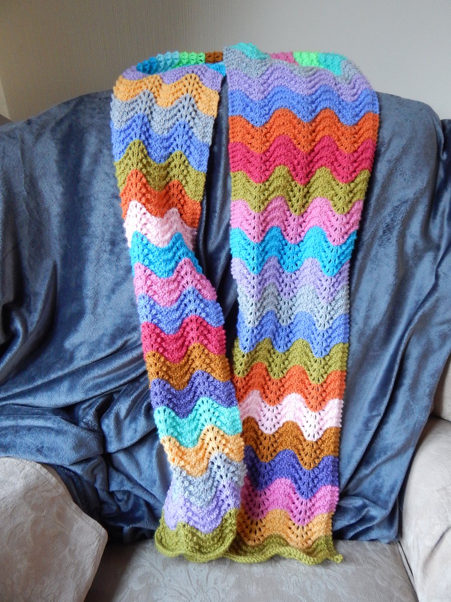 Hand knit lace scarf