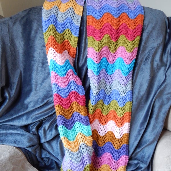 Hand knit lace scarf