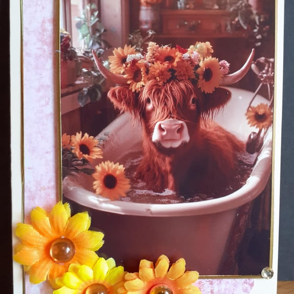 Keepsake Highland Coo Birthday Card