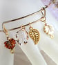 Autumn Leaves expandable bangle, KC Light Gold, Leaf Charms, Multi-fit bracelet - Image 1