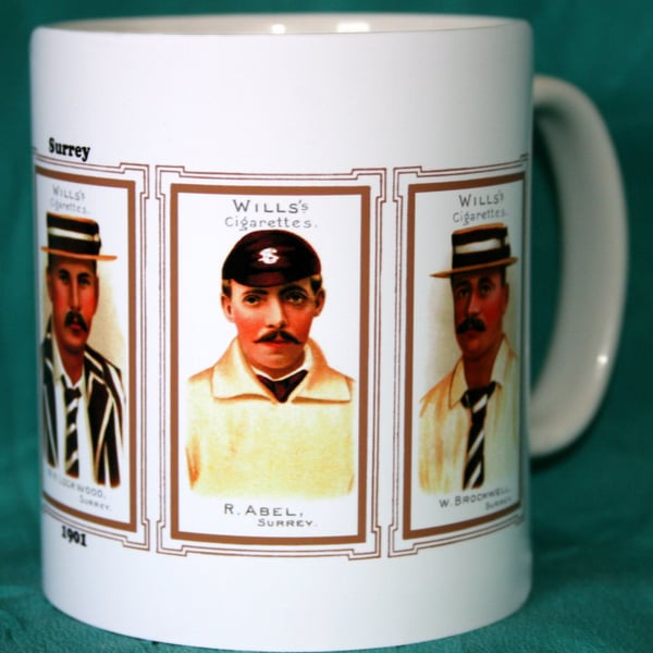 Cricket mug Surrey 1901 county players vintage design mug