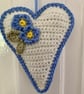 Crochet hanging heart, forget-me-not heart decoration - Image 4