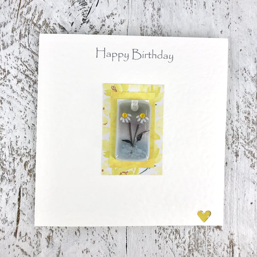 Birthday Card with Detachable Glass Bookmark or Light Catcher