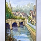 Castle Combe Wiltshire original watercolour fine art artist signed