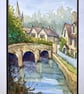 Castle Combe Wiltshire original watercolour fine art artist signed