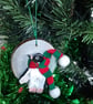 Christmas tree decoration, Penguin made from airdry clay with a fabric scarf.   - Image 2