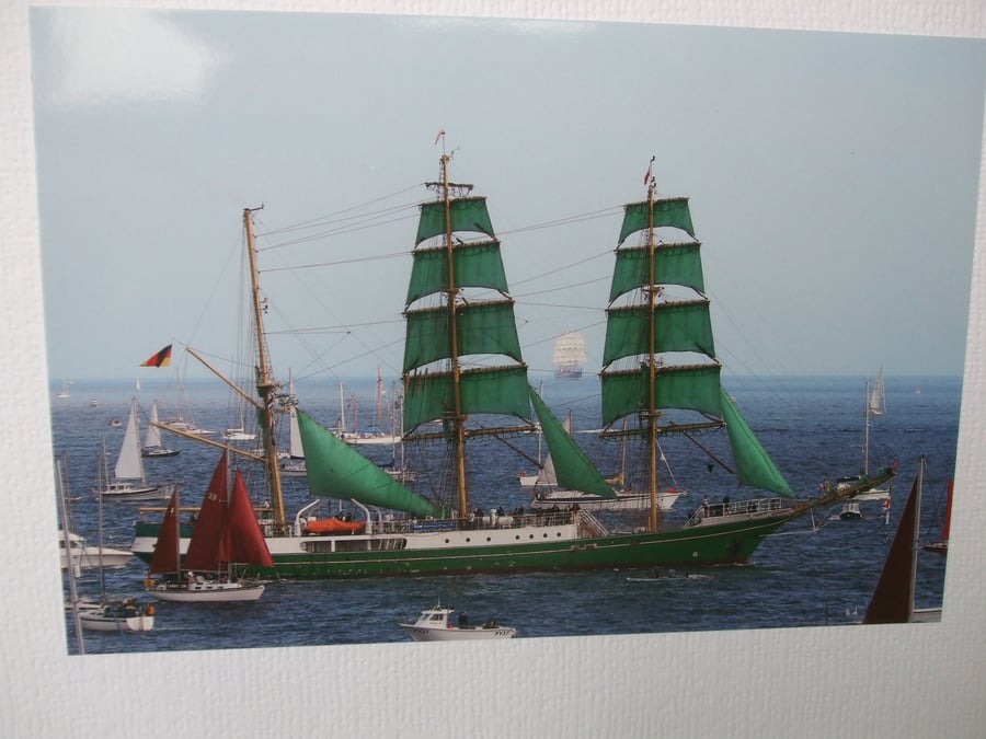 Photographic greetings card of a Tall Ship "Alexander Von Humboldt".