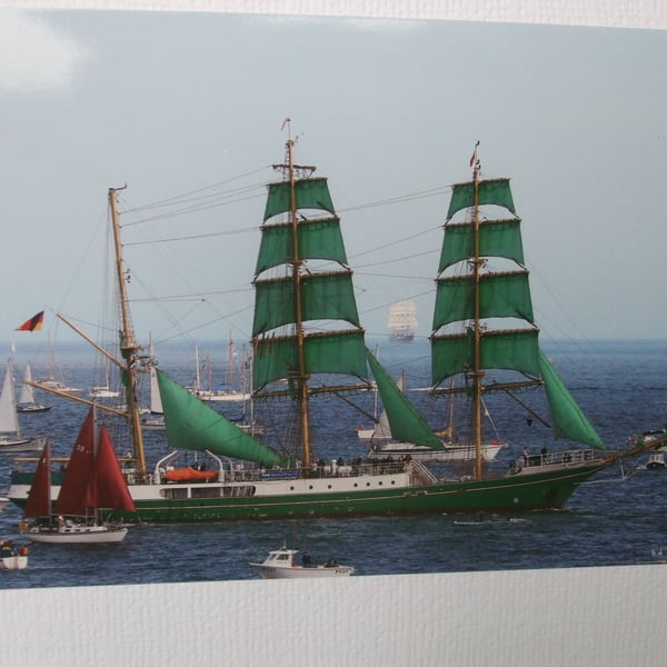 Photographic greetings card of a Tall Ship "Alexander Von Humboldt".